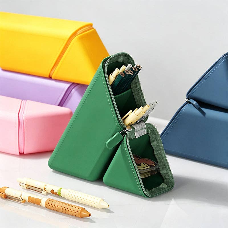 Triangular Standing Silicone Pencil Case